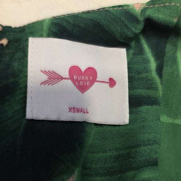 Buddy Love Palm Print Mini Dress – Pink & Green Tropical Summer Dress – XS - Picture 2 of 7